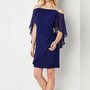 MSK 3/4 sleeve cold shoulder embellished sheath dress